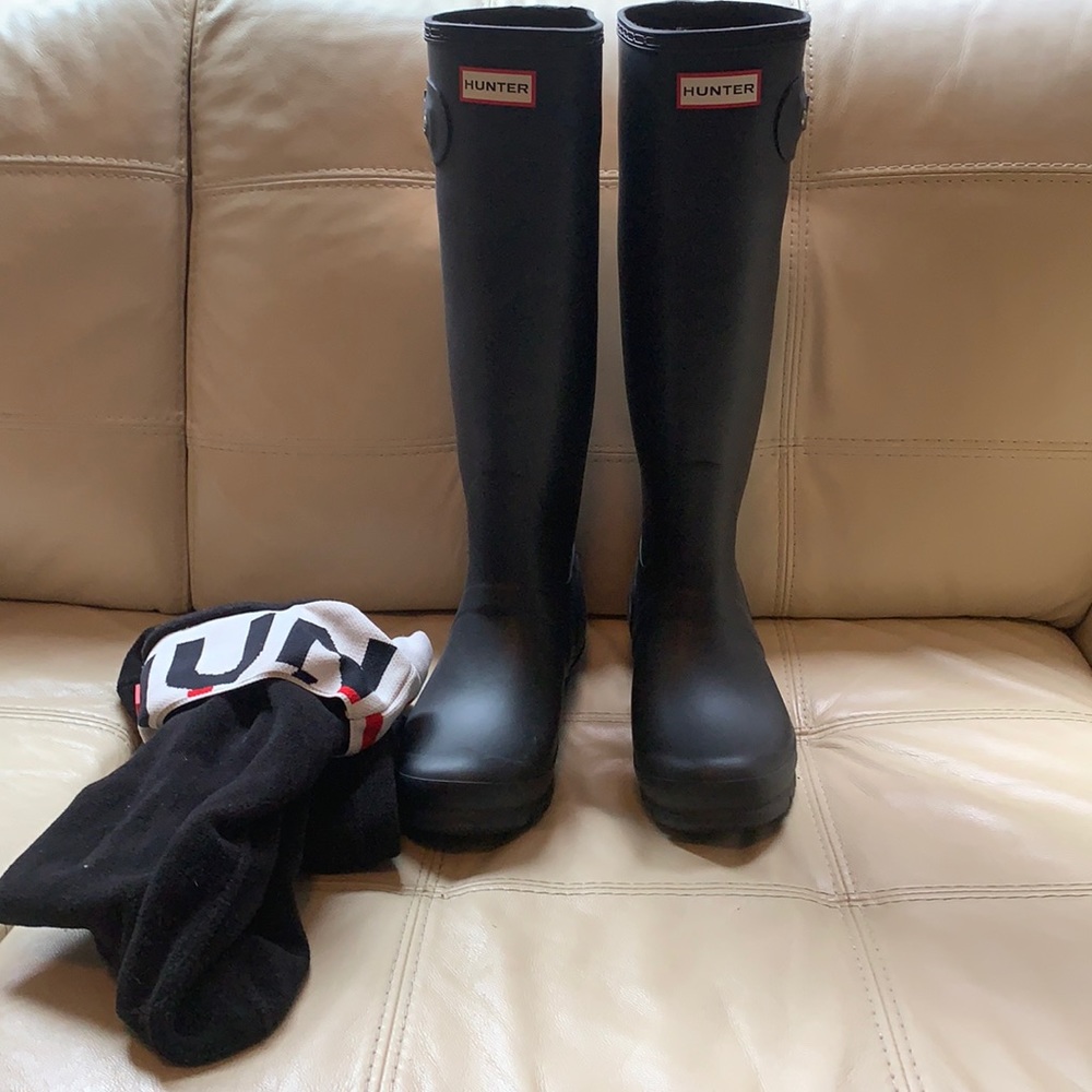 Hunter boots with socks